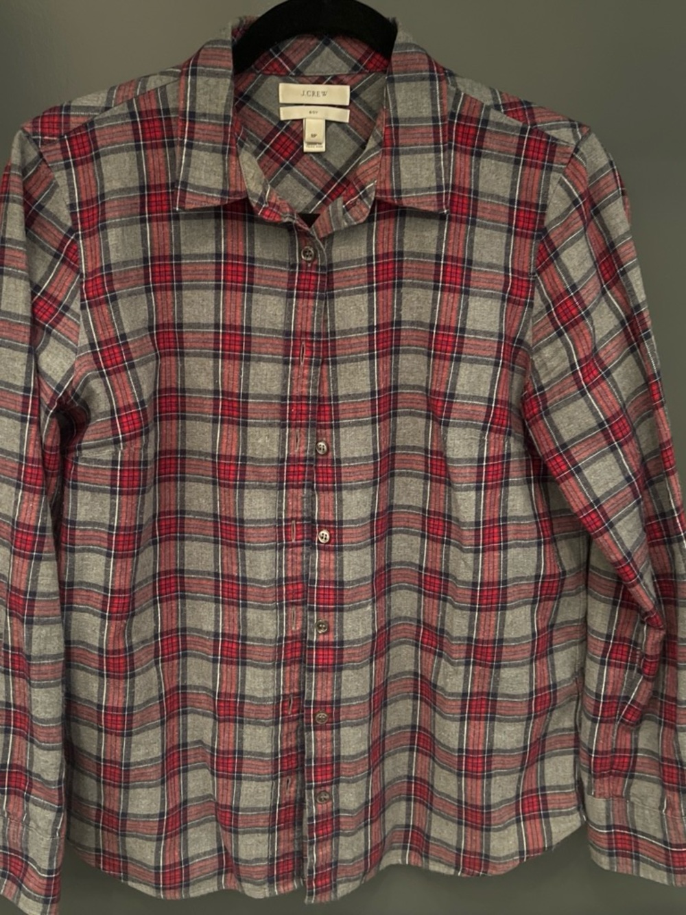 J. Crew Red and Gray Plaid Button-Down Shirt